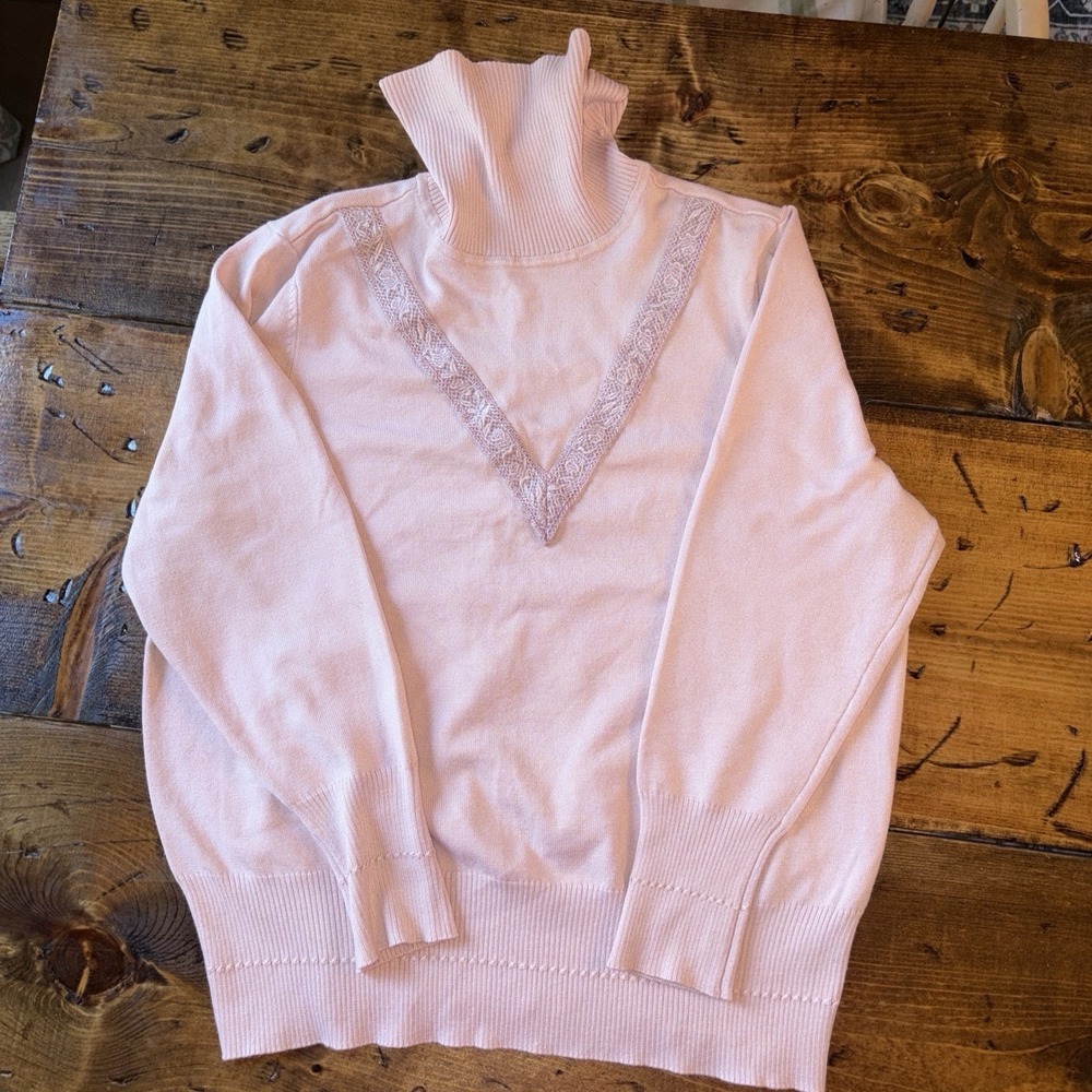Peyton Primrose Romantic Lace Turtleneck Grannycore Sweater Size XL